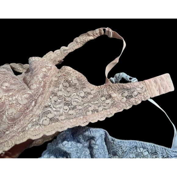 VTG UNDERWIRE EMBROIDERED LACE NETTING BLUE FASHION BUG 42D BRA Lot 2 Pink-Blue - Picture 6 of 11